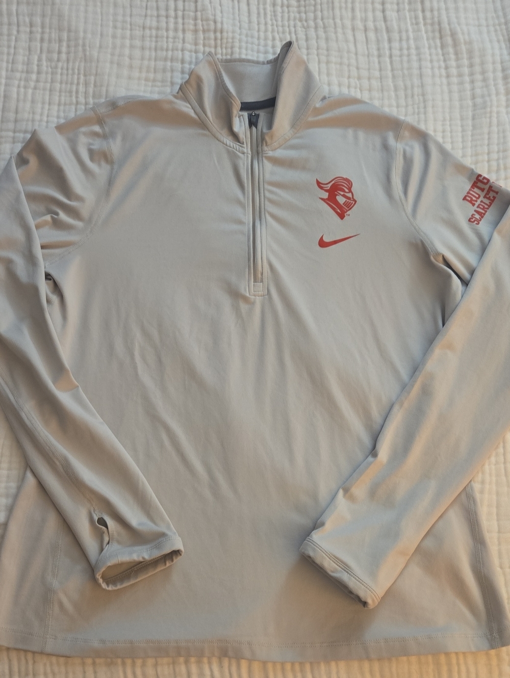 Nike Gray Dri-FIT RUTGERS SCARLETT KNIGHTS Quarter Zip Top with Red Logos